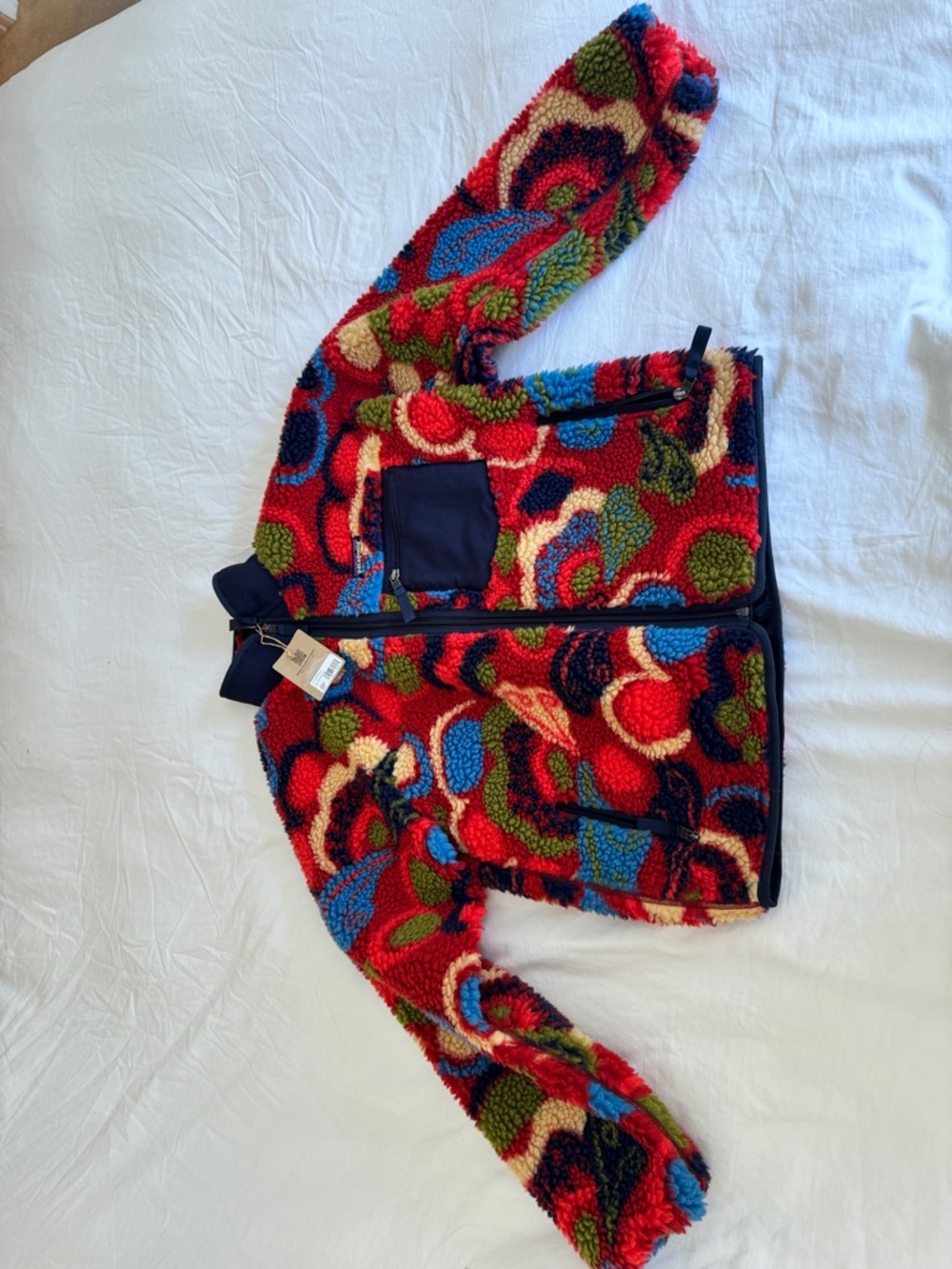 Multicolor Sherpa Jacket with Zip Front